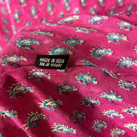 Tolani Silk 2X pink seahorse print drawstring kaftan like dress - like new - Picture 6 of 11